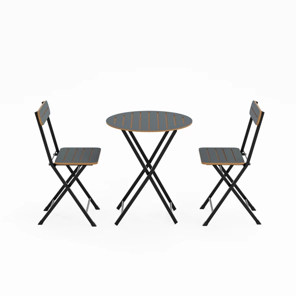 Eportatif Masa Sandalye Bahçe Bistro Takım Yuvarlak Füme 1483 - 4