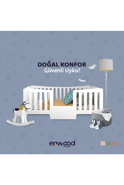 Enwood SİRİUS MODÜLER & MONTESSORİ MDF BEYAZ SU BAZLI BOYALI ÇOCUK KARYOLA 77 cm X 201 cm X 91 cm