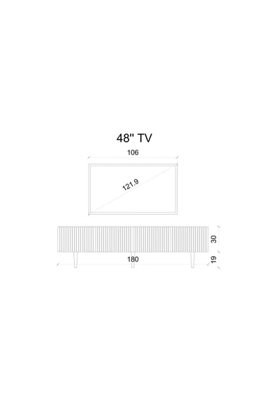Enwood Capella Siyah Country Mdf 4 Kapaklı Duvara Monte 180 Cm Tv Ünitesi - 5
