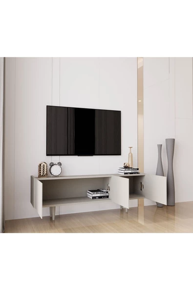 Enwood Capella Kumtaşı Rengi Mdf 3 Kapaklı Ahşap Ayaklı 140 Cm Tv Ünitesi - 3