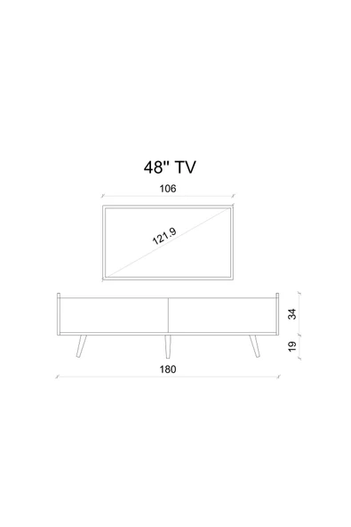 Enwood Rigel Country Siyah Mdf 2 Kapaklı Düşme Kapak Ahşap Ayaklı 180 cm  Tv Ünitesi - 5