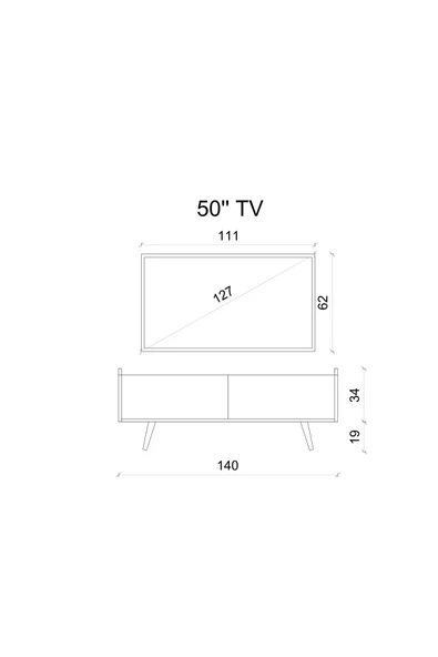 Enwood RİGEL KUM TAŞI RENGİ MDF 2 KAPAKLI (DÜŞME KAPAK) AHŞAP AYAKLI 140 CM COUNTRY TV ÜNİTESİ - 5