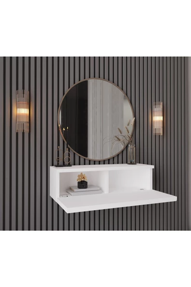 Enwood MİMOSA BEYAZ MDF DUVARA MONTE KAPAKLI DRESUAR - 3