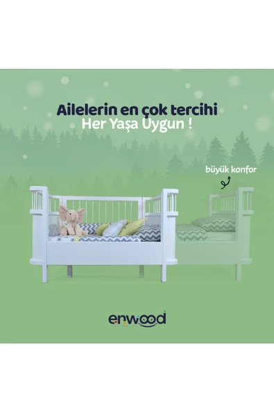 Enwood SAGİTTARİUS MODÜLER MDF BEYAZ BÜYÜYEN BEŞİK  (İÇ YATAK ÖLÇÜSÜ 90 CM  X 130 CM) - 2