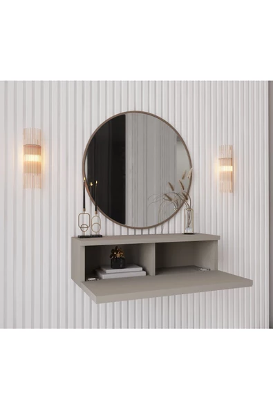 Enwood MİMOSA KUM TAŞI RENGİ MDF DUVARA MONTE KAPAKLI DRESUAR - 3