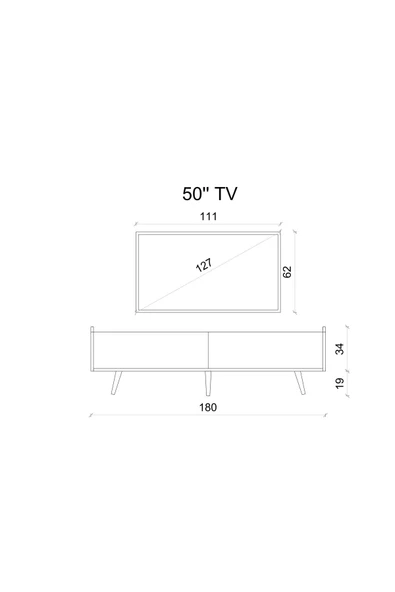 Enwood RİGEL KUM TAŞI RENGİ MDF 2 KAPAKLI (DÜŞME KAPAK) AHŞAP AYAKLI 180 CM COUNTRY TV ÜNİTESİ - 5