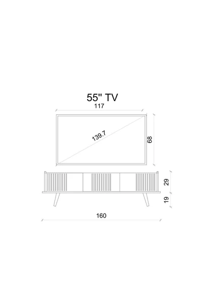 Enwood SPİCA SAFİR MEŞE RENGİ MDF 3 KAPAKLI AHŞAP AYAKLI 160 CM TV ÜNİTESİ - 6
