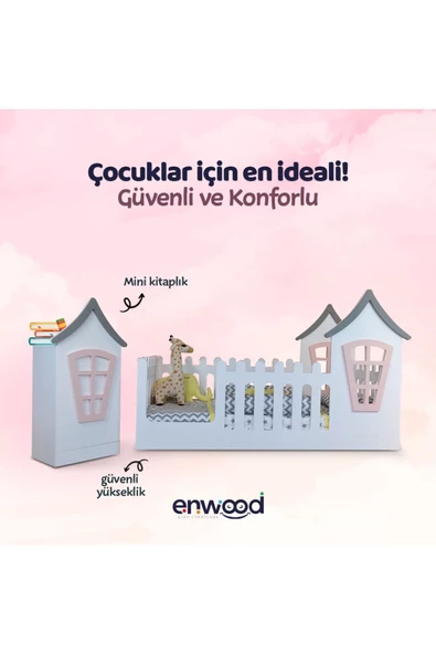 Enwood Vega Modüler & Montessori Mdf Su Bazlı Boyalı Çocuk Karyola 120 Cm X 201 Cm X 91 Cm