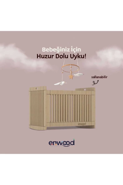 Enwood ALGOL MODÜLER MDF SALLANAN BEŞİK SAFİR MEŞE (İÇ YATAK ÖLÇÜSÜ 60 CM  X 100 CM)