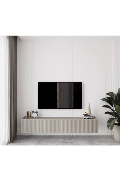 Enwood Capella Kumtaşı Rengi Mdf 4 Kapaklı Duvara Monte 180 Cm Tv Ünitesi