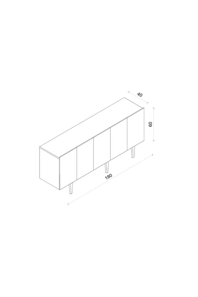 Enwood Capella Gri Mdf 5 Kapaklı Raflı 180 Lik Konsol - 5