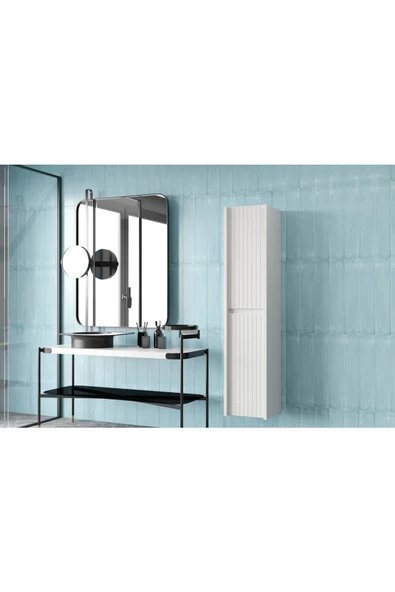 Enwood CAPELLA MODÜLER BEYAZ DUVARA MONTE MDF BANYO DOLABI  (ÖLÇÜSÜ 138 CM  X 34 CM x 32 cm) - 2