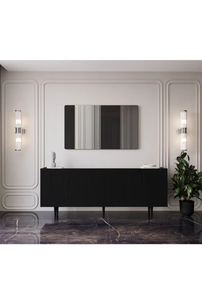 Enwood CAPELLA SİYAH MDF 5 KAPAKLI RAFLI 180 LİK KONSOL - 3