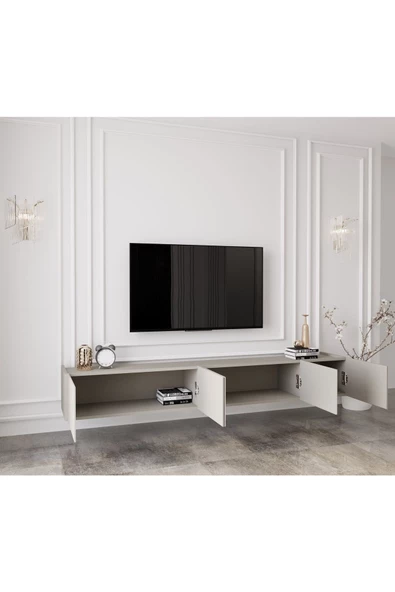 Enwood Capella Kumtaşı Rengi Mdf 5 Kapaklı Duvara Monte 200 Cm Tv Ünitesi - 3