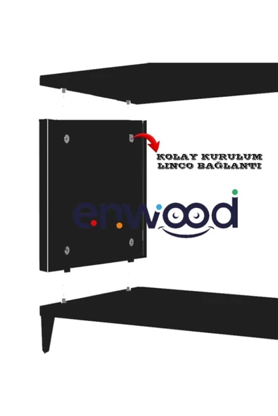 Enwood CAPELLA SİYAH MDF 5 KAPAKLI RAFLI 180 LİK KONSOL - 6