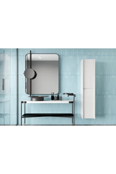 Enwood CAPELLA MODÜLER BEYAZ DUVARA MONTE MDF BANYO DOLABI  (ÖLÇÜSÜ 138 CM  X 34 CM x 32 cm)