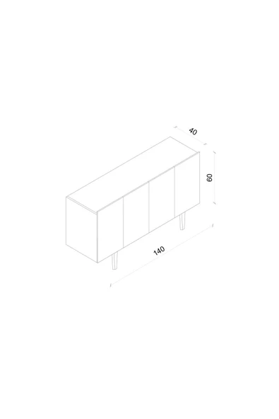 Enwood Capella Siyah Mdf 4 Kapaklı Raflı 140 Lık Konsol - 6