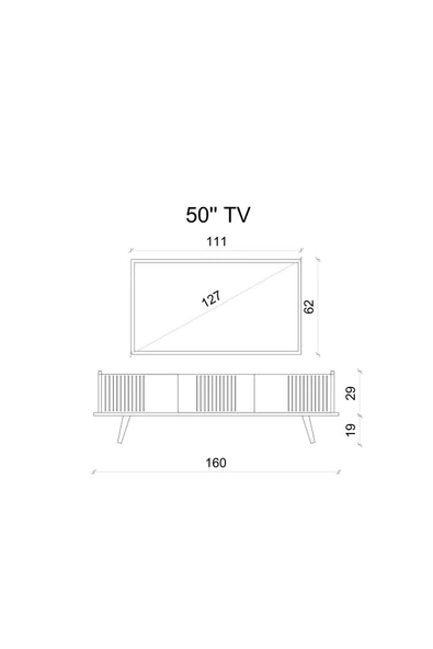 Enwood SPİCA SAFİR MEŞE RENGİ MDF 3 KAPAKLI AHŞAP AYAKLI 160 CM TV ÜNİTESİ - 5