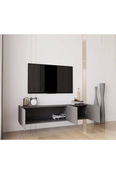 Enwood Capella Gri Mdf Country 3 Kapaklı DUVARA MONTE 140 Cm Tv Ünitesi - 3