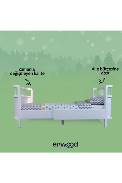 Enwood SAGİTTARİUS MODÜLER MDF BEYAZ BÜYÜYEN BEŞİK  (İÇ YATAK ÖLÇÜSÜ 90 CM  X 130 CM) - 3
