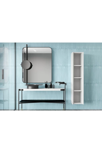 Enwood CAPELLA MODÜLER BEYAZ DUVARA MONTE MDF BANYO DOLABI  (ÖLÇÜSÜ 138 CM  X 34 CM x 32 cm) - 3