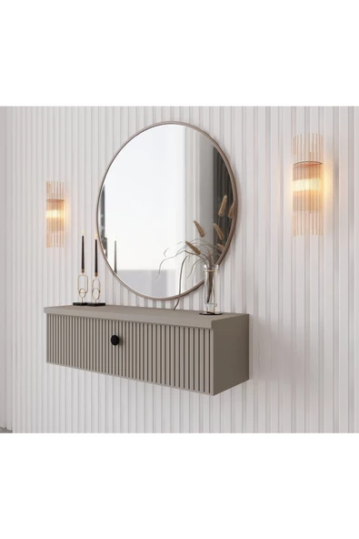 Enwood MİMOSA KUM TAŞI RENGİ MDF DUVARA MONTE KAPAKLI DRESUAR - 2