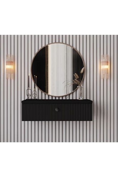 Enwood MİMOSA SİYAH MDF DUVARA MONTE KAPAKLI DRESUAR - 2
