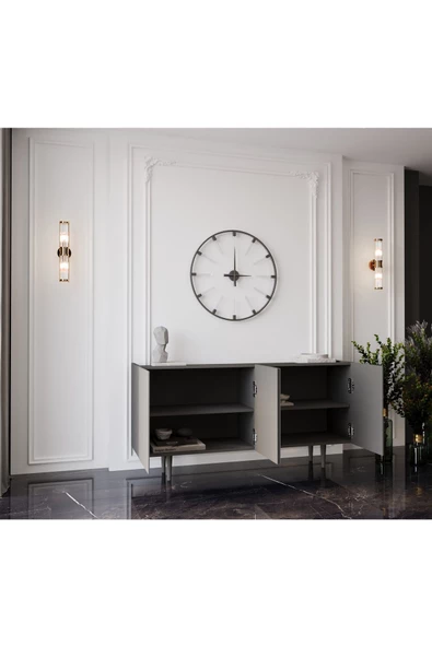 Enwood Capella Gri Mdf 4 Kapaklı Raflı 140 Lık Konsol - 3