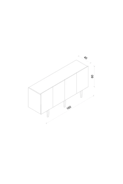Enwood Capella Siyah Mdf 4 Kapaklı Raflı 160 Lık Konsol - 6