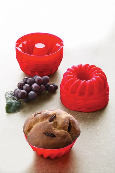 GRİMOR Life 6 Lı Yıkanabilir Mini Kek Muffin Pişirme Kalıbı, Silikon Muffin, Cupcake Kalıbı Karma Renk - 5