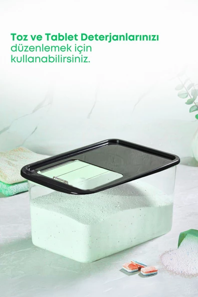 GRİMOR Life 2'li Mega Boy Sürgülü Kayar Kapaklı Tablet Deterjan Saklama Kutusu-Çok Amaçlı Saklama Kabı 10 Lt. - Resim 2