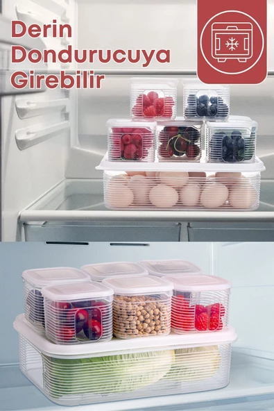GRİMOR Life 7 Parça Sızdırmaz Buzdolabı Içi Düzenleyici Saklama Kabı- Kahvaltılık Çerezlik Beslenme Kabı - 7