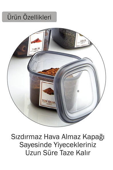 GRİMOR Life 24 Adet Sızdırmaz Etiketli Baharatlık Bakliyat Saklama Kabı 550 ml -derin Dondurucu Ve Mikrodalga - 2