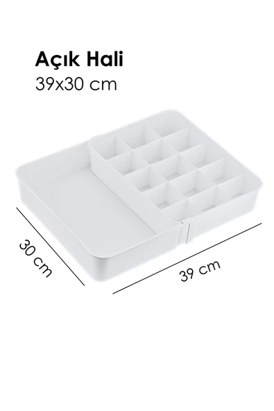 GRİMOR Life Uzayabilen Ayarlanabilen 15 Bölmeli Çekmece Içi Düzenleyici Organizer Beyaz Renk - 2