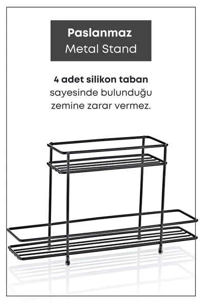 GRİMOR Life 2 Katlı Banyo Düzenleyici Metal Stand Makyaj Organizeri - Bakım Ürünleri Düzenleyici Organizer - 5