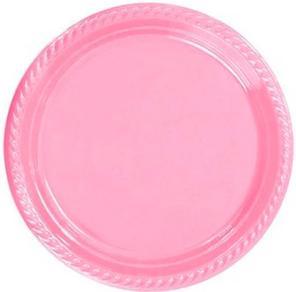 Kullan At Renkli Pembe Parti Davet Plastik Tabak - 17 Cm. - 25 Adetlik 3 Paket - Resim 3