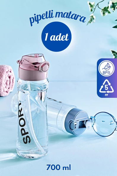GRİMOR Life Polikarbon Pipetli Sızdırmaz Sporcu Okul Su Matarası Su Şişesi Suluk 700 Ml-koku Yapmaz - 2