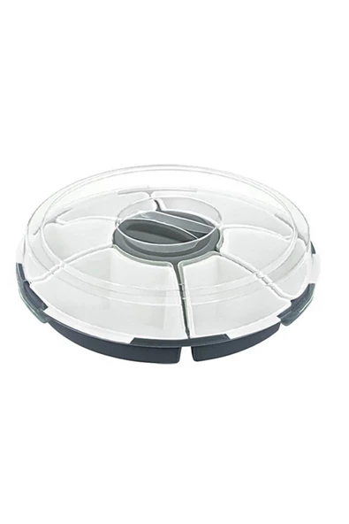 GRİMOR Life 7 Bölmeli Kapaklı Kahvaltılık Saklama Kabı Seti | Kahvaltı Takımı- Gri Renk- Piknik Seti - 4