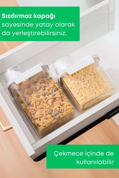 GRİMOR Life 1 Adet Sızdırmaz Depolama Erzak Bakliyat Deterjan Saklama Kabı- Ölçekli Saklama Kutusu 1100 ml - 5