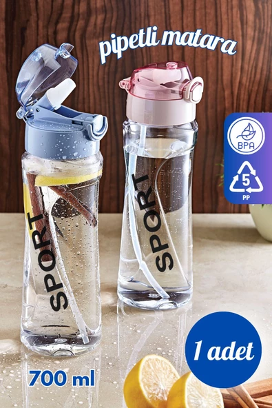 GRİMOR Life Polikarbon Pipetli Sızdırmaz Sporcu Okul Su Matarası Su Şişesi Suluk 700 Ml-koku Yapmaz - 2