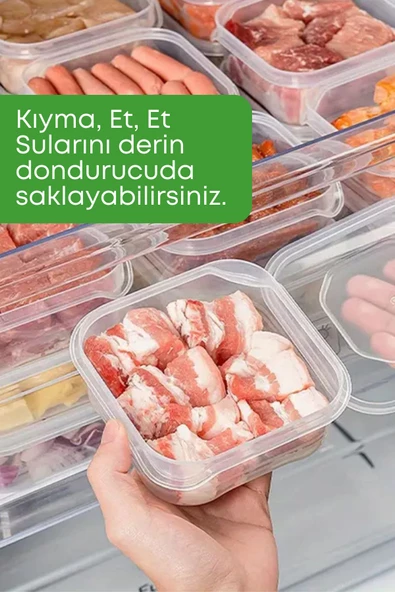 GRİMOR Life 7 Li Sızdırmaz Buzdolabı İçi Düzenleyici Buzluk Derin Dondurucu Saklama Kabı- Et Kıyma Et Suyu - 4