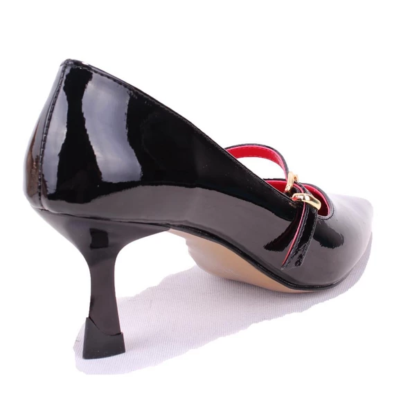 Dagoster DZA07-389100 Siyah Rugan Stiletto Topuklu Kadın Ayakkabı - 4