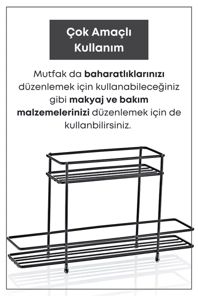 GRİMOR Life 2 Katlı Banyo Düzenleyici Metal Stand Makyaj Organizeri - Bakım Ürünleri Düzenleyici Organizer - 6