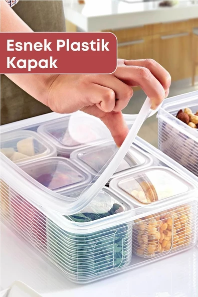 GRİMOR Life 7 Parça Sızdırmaz Buzdolabı Içi Düzenleyici Saklama Kabı- Kahvaltılık Çerezlik Beslenme Kabı - 8