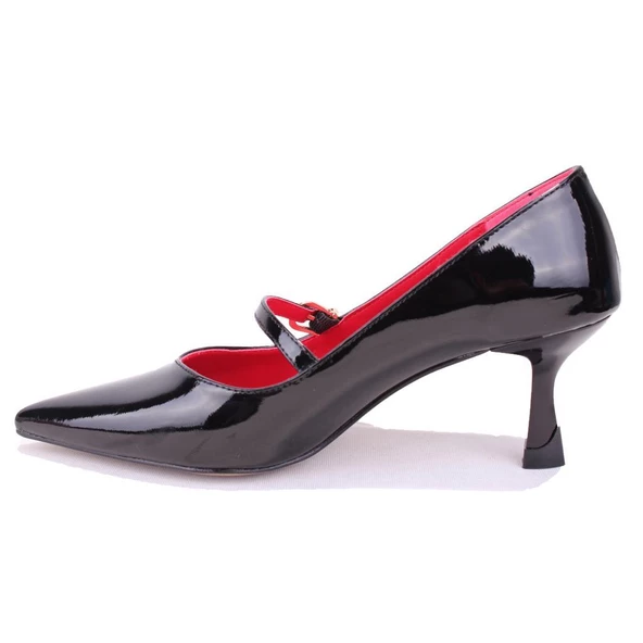 Dagoster DZA07-389100 Siyah Rugan Stiletto Topuklu Kadın Ayakkabı - 3