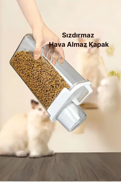 GRİMOR Life 3 Lü Sızdırmaz Depolama Kedi Köpek Mama Saklama Kabı- Ölçekli Erzak Depolama 1100 ml 1800 ml 2300 ml - 8