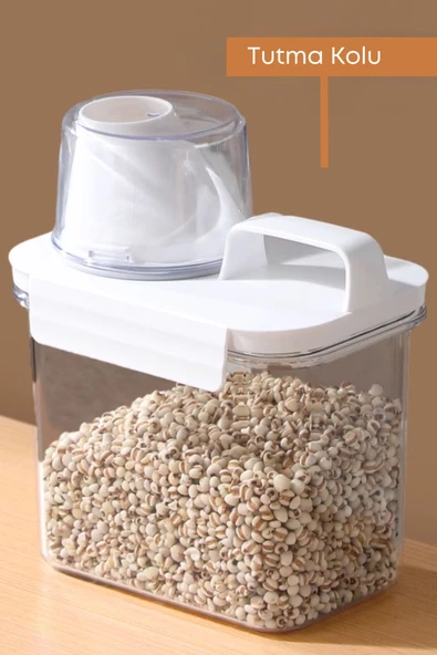GRİMOR Life 1 Adet Sızdırmaz Depolama Erzak Bakliyat Saklama Kabı- Ölçekli Kapak 1100 ml - 4