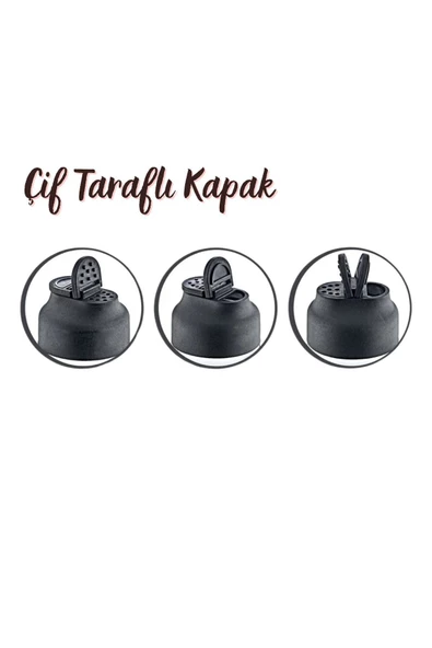 GRİMOR Life Metal Standlı 8'li Çift Kapaklı Cam Baharatlık Seti-tuzluk Biberlik Baharatlık Takım - 5
