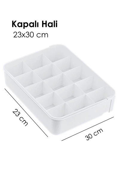 GRİMOR Life Uzayabilen Ayarlanabilen 15 Bölmeli Çekmece Içi Düzenleyici Organizer Beyaz Renk - 3