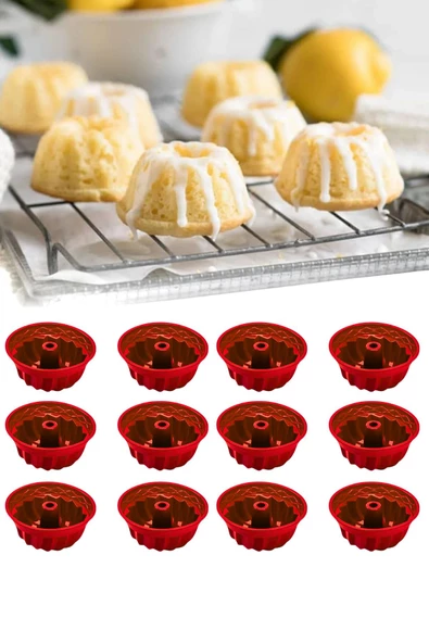 GRİMOR Life 12 Li Yıkanabilir Mini Kek Muffin Pişirme Kalıbı, Silikon Muffin, Cupcake Kalıbı Karma Renk - 2